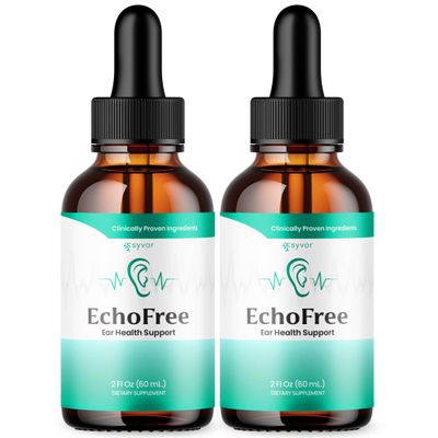 (2 Pack) Echo Free Drops, Official Echo free Ear Health Support Liquid Supplement with All Natural Proven Ingedinets, Echo Free Max Strength Plant Based Hearing Support for Ringing Ears (60 Servings)