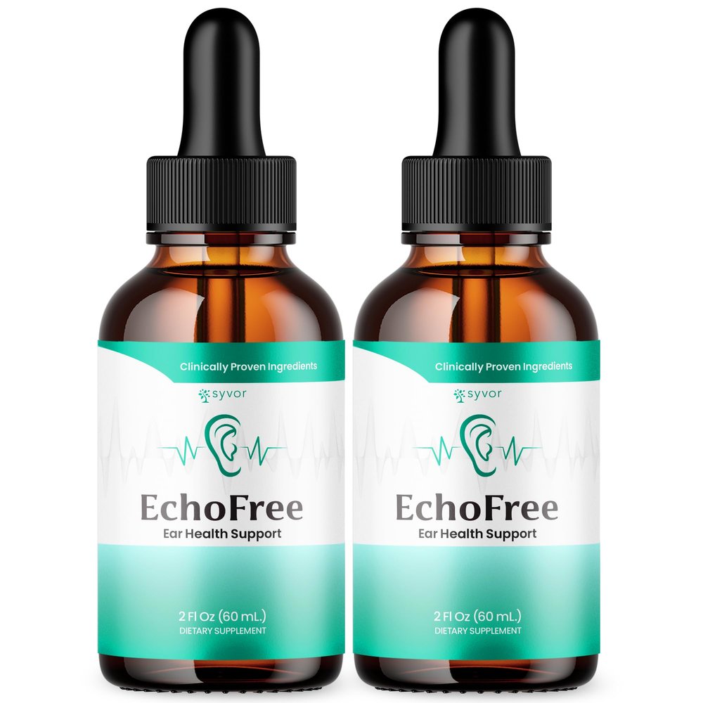 (2 Pack) Echo Free Drops, Official Echo free Ear Health Support Liquid Supplement with All Natural Proven Ingedinets, Echo Free Max Strength Plant Based Hearing Support for Ringing Ears (60 Servings)