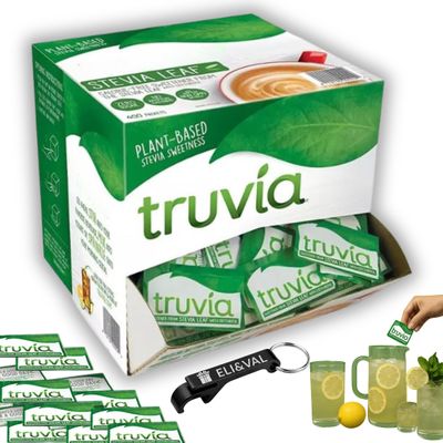 ELI&VAL Bundle: Truvia Stevia Packets 400 Count & Bottle Opener Keychain