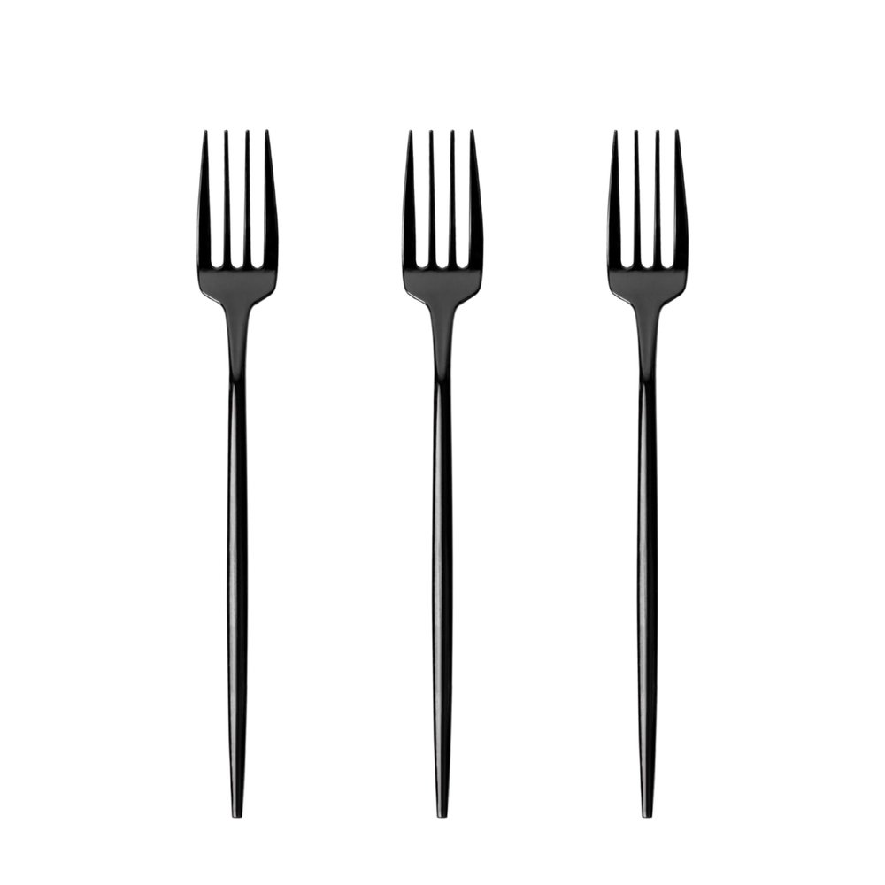 100 Count Black Plastic Forks, Heavy Duty Disposable Cutlery, Black Silverware Plastic Utensils for Party, Birthday, Wedding