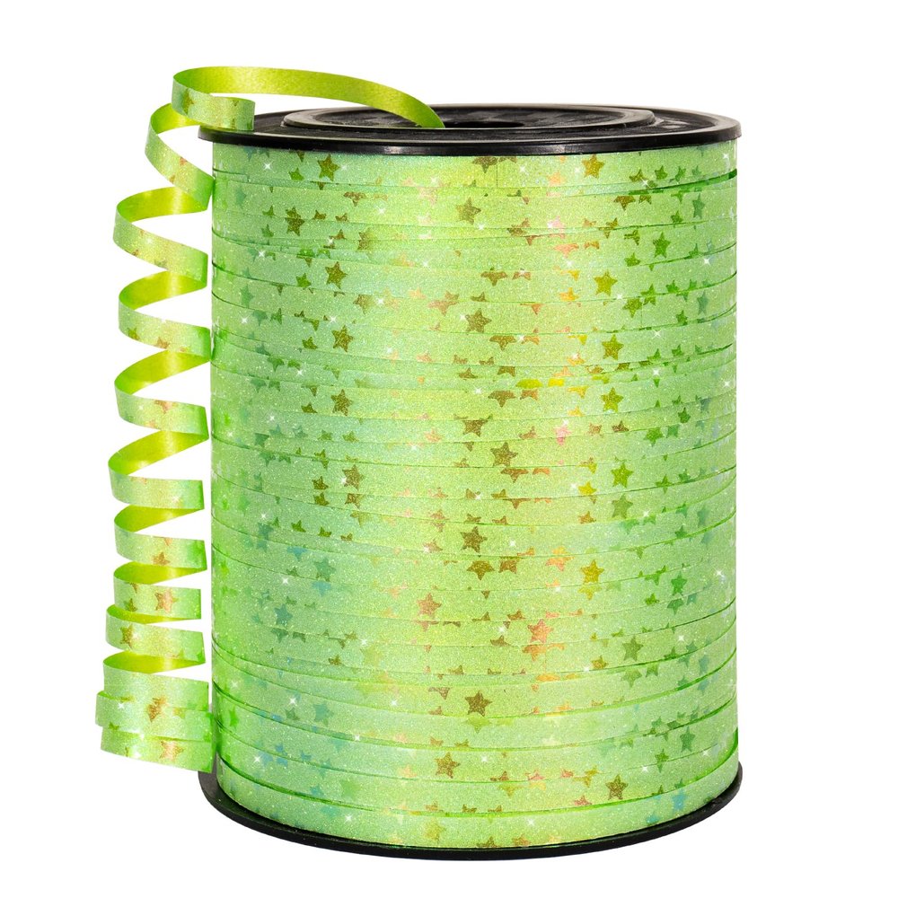 HimBen 500 Yards Curling Ribbon for Gift Wrapping, 3/16" Balloon String for Christmas Valentine Birthday Wedding Party Festival Decoration, Crafts, Flower Bouquet(Glitter Star Apple Green)