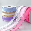 19.68Yard 25mm Heart Pattern Present Ribbon, Polyester Fabric Ribbon Handmade DIY for Valentines Day Gift Wrapping, Christmas, Wedding Party Decoration view 2