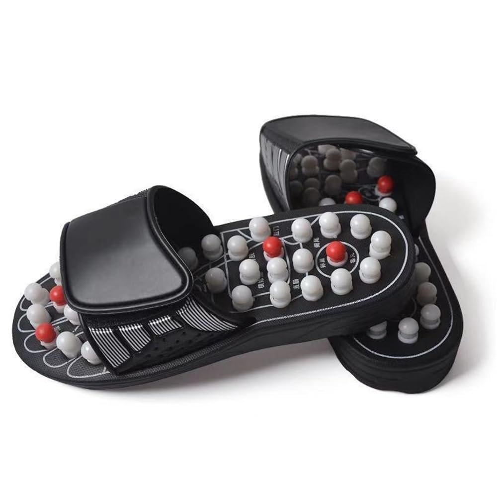 Foot Acupoint Massager Shoes Unisex Acupressure Massage Slippers Acupuncture Reflexology Sandals for Plantar Fasciitis Arthritis Neuropathy Pain Relief(White,6.5/7)