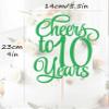 AHAORAY Cheers to 10 Years Cake Topper - Green Glitter Children's 10th Birthday Cake Decorating Supplies - Blessed 10 Years Wedding, Anniversary Party Decorations, Photo Booth Props view 3