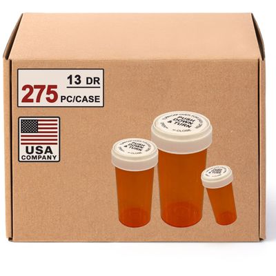 13 Dram Push Down and Turn Vials for Pharmacy 275 Pcs Empty Pill Bottles with Reversible Caps, Mini Pill Organizer Containers Child-Resistant Small Travel Pill Dispenser for Bulk Use