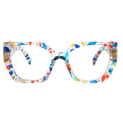 AOOLIA Oversize Summer Stylish Eyewear Frame with Reading Glasses Lens, Lightweight Reader for Women Girl Ladies Modify Face (Flower, 2, x)