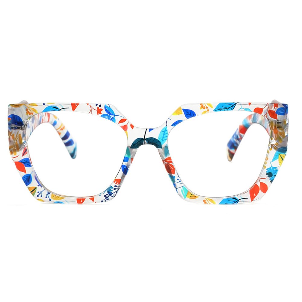 AOOLIA Oversize Summer Stylish Eyewear Frame with Reading Glasses Lens, Lightweight Reader for Women Girl Ladies Modify Face (Flower, 2, x)