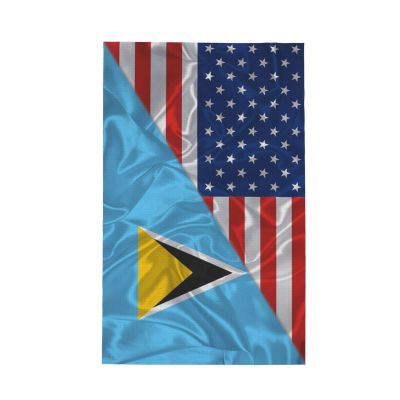 America and Saint Lucia Triangle Flag Premium Waffle Kitchen Towel Microfiber Kitchen Towels, Super Absorbent 16 X 26 Inches Reusable Dish Towels for Kitchen and Household