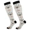 Compression Socks For Women Compression Sock 15-20 mmHg for Nurses, Pregnancy, Flying, Running,Travel Aeroplane A Road Strewn with Flowers Mushrooms view 1