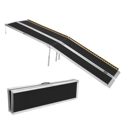 10FT Portable Wheelchair Ramp, Portable Access Ramp with Textured Surface, Reflective Edges & Carry Handle, Aluminum Folding Mobility Ramps for Threshold, Steps, Curbs, Doorways