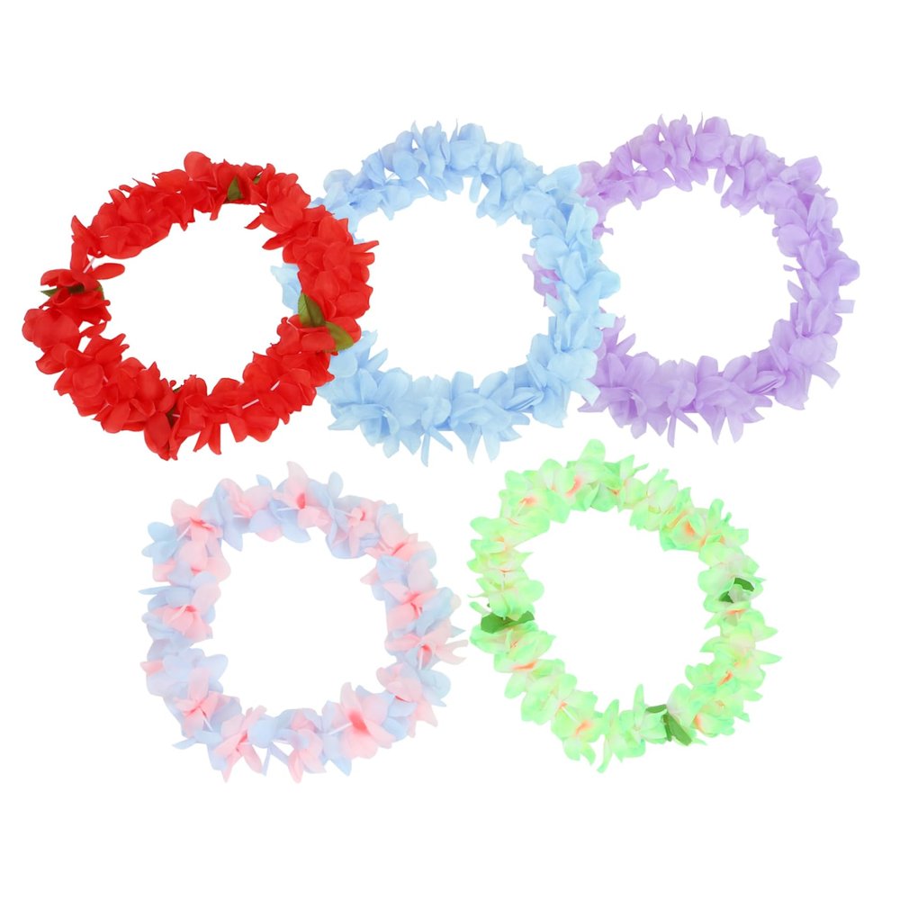 COHEALI 5Pcs Hawaiian Party Leis Wreath Bright Floral Necklaces for Luau Beach Decorations Summer Wreaths Reusable and Lightweight for Cheerleading Events Tropical Parties