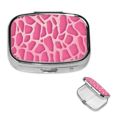 Square Pill Case for Purse or Pocket 2 Compartment Medicine Pill Box Portable Small Pill Organizer Giraffe Texture Pillbox Travel Medicine Vitamin Cod Liver Oil Storage Box