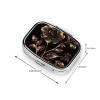 Square Pill Case for Purse or Pocket 2 Compartment Medicine Pill Box Portable Small Pill Organizer Black and Gold Flowers Pillbox Travel Medicine Vitamin Cod Liver Oil Storage Box view 2
