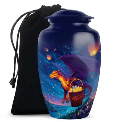 Casketique Dragon Cremation Urns for Adult Ashes Women - Large Blue Memorial Urns for Adult Male - Funeral Urn for Human Ashes - Burial Urn for Mother & Father - 10 Inch