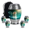 Casketique Tiger Memorial Funeral Urns for Human Ashes Adult Man 1 Large 4 Keepsake - Green Cremation Urn - Burial Container for Human Ashes - 10 & 3 Inch view 1