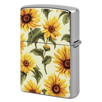 Summer Sunflower Lighter Case, Personalized Double-Sided Graffiti Lighter Protective Cover, Stylish Metal Lighters Sleeve for Men Women