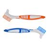 Denture Cleaning Brushes 2-Pack with Dual-Angle Heads - Soft Nylon Bristles & Ergonomic Grip, Travel Brush Kit for Seniors (Orange/Blue) | Denture Care Essentials, Heartwarming Gift for Elderly view 1