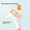 Denture Cleaning Brushes 2-Pack with Dual-Angle Heads - Soft Nylon Bristles & Ergonomic Grip, Travel Brush Kit for Seniors (Orange/Blue) | Denture Care Essentials, Heartwarming Gift for Elderly view 2