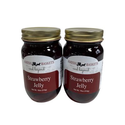 Amish Strawberry Jelly Non GMO All Natural Vegan - 18 oz - 2 Jars