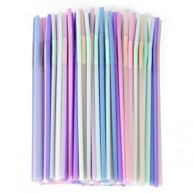 [100 Pcs] Disposable Plastic Drinking Bendy Straws - 10.24" Long and 0.24" Diameter Colorful Cute Flexible Long Straws for Juice,Coffee,Milk,Cocktail, Bachelorette/Birthday Party, Bridal/Baby Shower