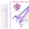 [100 Pcs] Disposable Plastic Drinking Bendy Straws - 10.24" Long and 0.24" Diameter Colorful Cute Flexible Long Straws for Juice,Coffee,Milk,Cocktail, Bachelorette/Birthday Party, Bridal/Baby Shower view 2