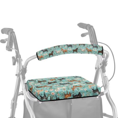 ASQVTIFE Anima Horse Rollator Walker Seat and Backrest Covers for Men Women Soft Dust Cover for Seniors in Assisted Living 2 Piece Walker Accessories for Folding Walker with Seat