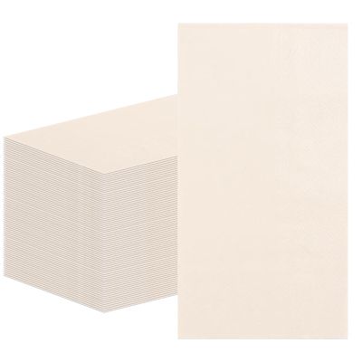 100Pcs Beige Paper Napkins Disposable, Decorative Dinner Napkins Guest Hand Towels for Bathroom Kitchen Wedding Engagement Party Supplies 4.3 x 7.8 Inches