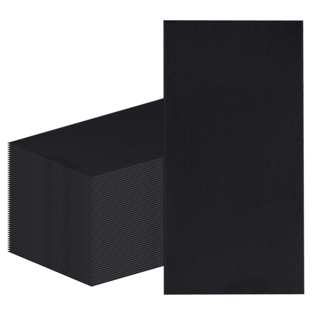 100Pcs Disposable Black Napkins Disposable Guest Black Paper Napkins Hand Towels, for Kitchen Party Wedding Bathroom or Any Celebration Occasion