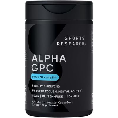 Sports Research Alpha GPC 630mg, 120 Liquid Capsules