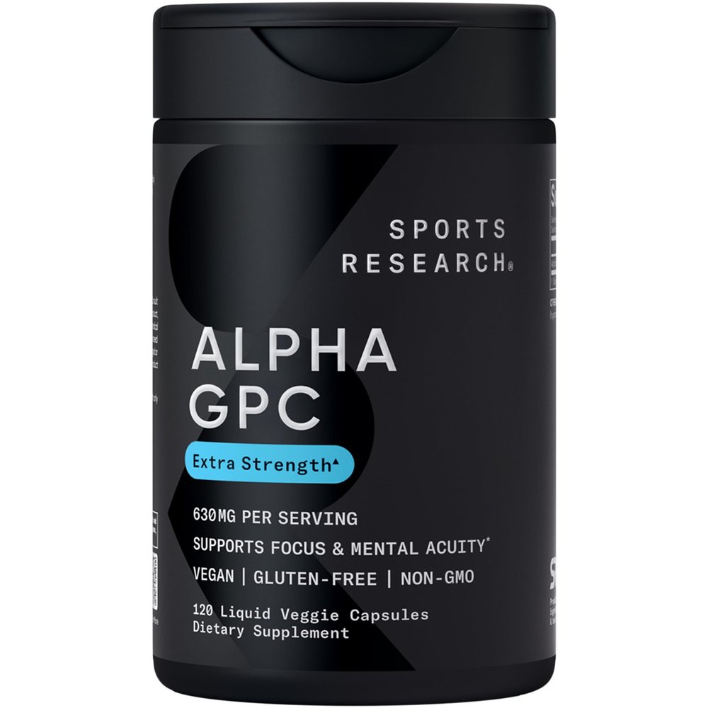 Sports Research Alpha GPC 630mg, 120 Liquid Capsules