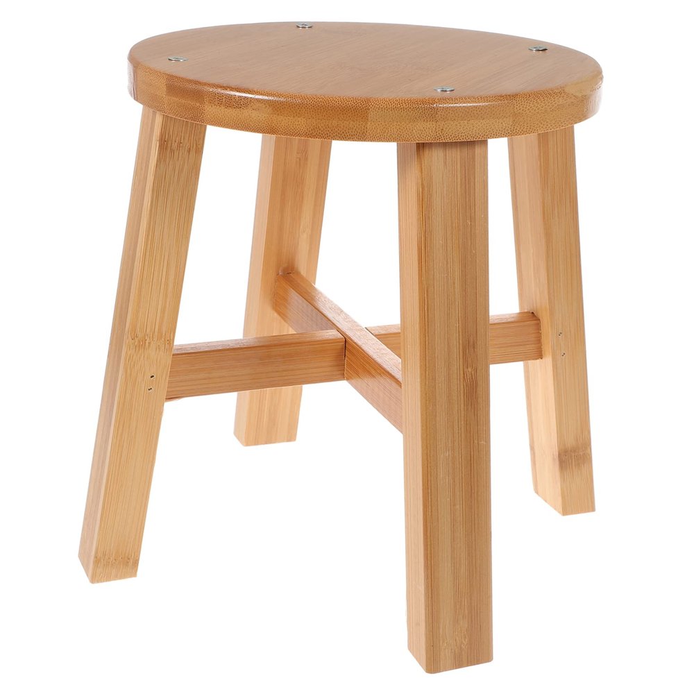 COLLBATH 1Pc Natural Footstool Slip Stool for Adults Simple Design for Bathroom Home Use Lightweight for Living Room Bedroom and Office