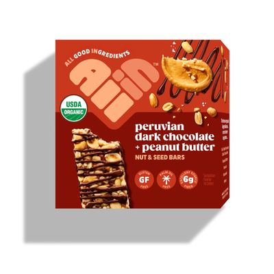 All In Snack Bars Peruvian Dark Chocolate & Peanut Butter - Healthy Snack for Adults and Kids - Gluten Free - Organic - Non-GMO (6 Pack)