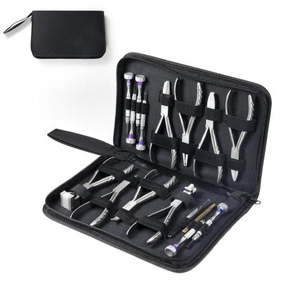 Optical Eyeglass Pliers Kit, Eye Glasses Repair Pliers Set, 8 Pliers and 6 Screwdrivers, Tweezers/Crochet Hook, for Glasses Repair