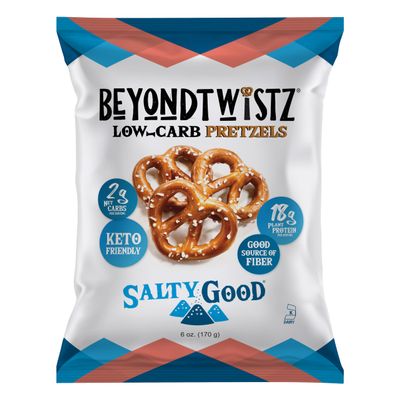 BeyondTwistz Protein Pretzels, Low Carb Pretzels, Salty Good, 18g Protein, 2g Net Carbs, Keto Friendly, Powered By HealthSense High Fiber Wheat Flour, 6 oz Bag, Pack of 3