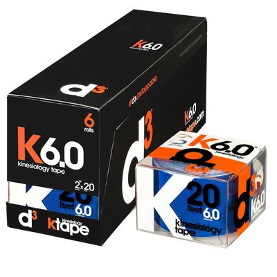 d3 K6.0 Kinesiology Tape - 2in x 20ft Royal Blue (6 Rolls) Latex-Free Hypoallergenic Joint Muscle Sports Medical Injury Support