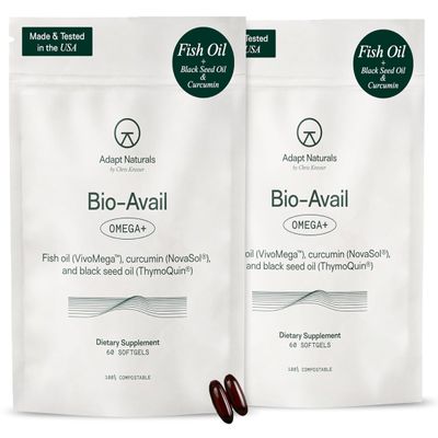 Adapt Naturals Omega 3 Fish Oil Supplement with Bioavailable Curcumin & Black Seed, 1500mg Fish Oil EPA DHA Omega 3 Fatty Acids to Support Joints, Muscles & Heart | Unflavored - 60 Days Supply