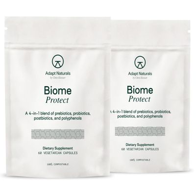 Adapt Naturals 4-in-1 Biome Protect Prebiotics, Probiotics Supplement Postbiotics & Polyphenols for Microbiome, Gut Health & Defense for Women & Men, 60 Day Supply