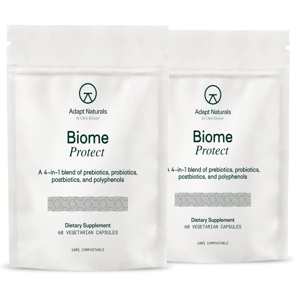 Adapt Naturals 4-in-1 Biome Protect Prebiotics, Probiotics Supplement Postbiotics & Polyphenols for Microbiome, Gut Health & Defense for Women & Men, 60 Day Supply