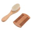 BAFOVY Wooden Baby Hair Brush and Comb Set, Goat Hair Brush, Prevent Lacteal Scab, Soft and Dual use Comb, Baby Shower view 1