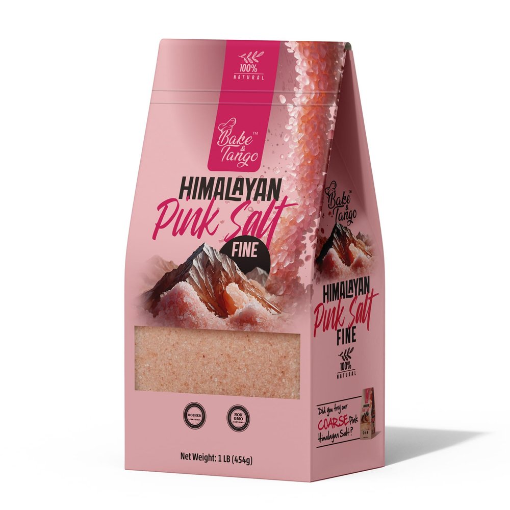Bake and Tango Himalayan Pink Salt 100% Natural, Non-GMO, Kosher Certified Fine Grain 1 lb Bag (Pack of 1)
