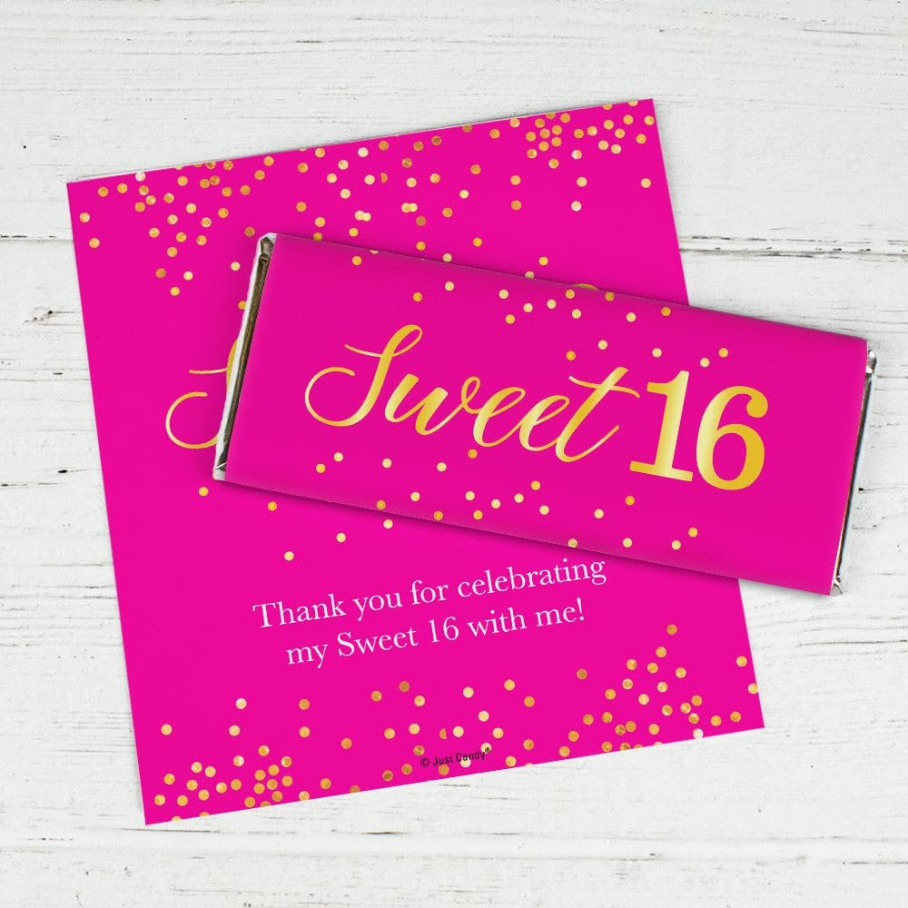25ct Sweet 16 Birthday Party Candy Bar Wrappers - Candy Not Included - DIY Chocolate Party Favors