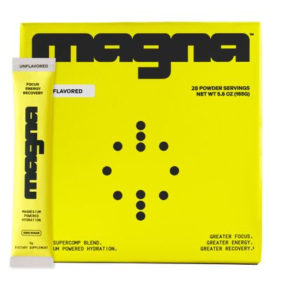 MAGNA Electrolytes Powder Drink Mix for Hydration, Energy & Focus Support with Magnesium L Threonate (28 Servings, Pure)