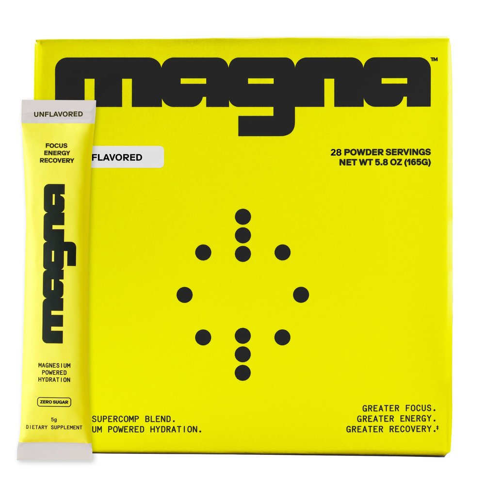 MAGNA Electrolytes Powder Drink Mix for Hydration, Energy & Focus Support with Magnesium L Threonate (28 Servings, Pure)