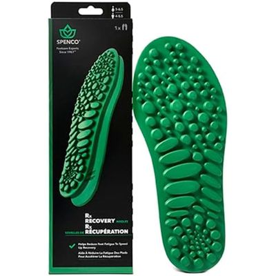 Spenco Recovery Insoles Massage-Like Pressure Nodes for Foot Fatigue Relief, Multi-Density Arch Support, Full-Length Cushioning, Breathable & Slim Fit, Men's 10-11.5/Women's 11-12.5