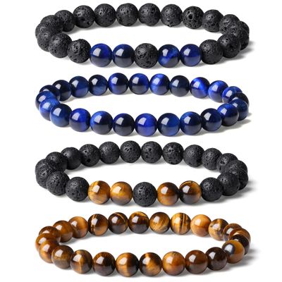 XIANNVXI Blue Crystal Bead Bracelet for Mens