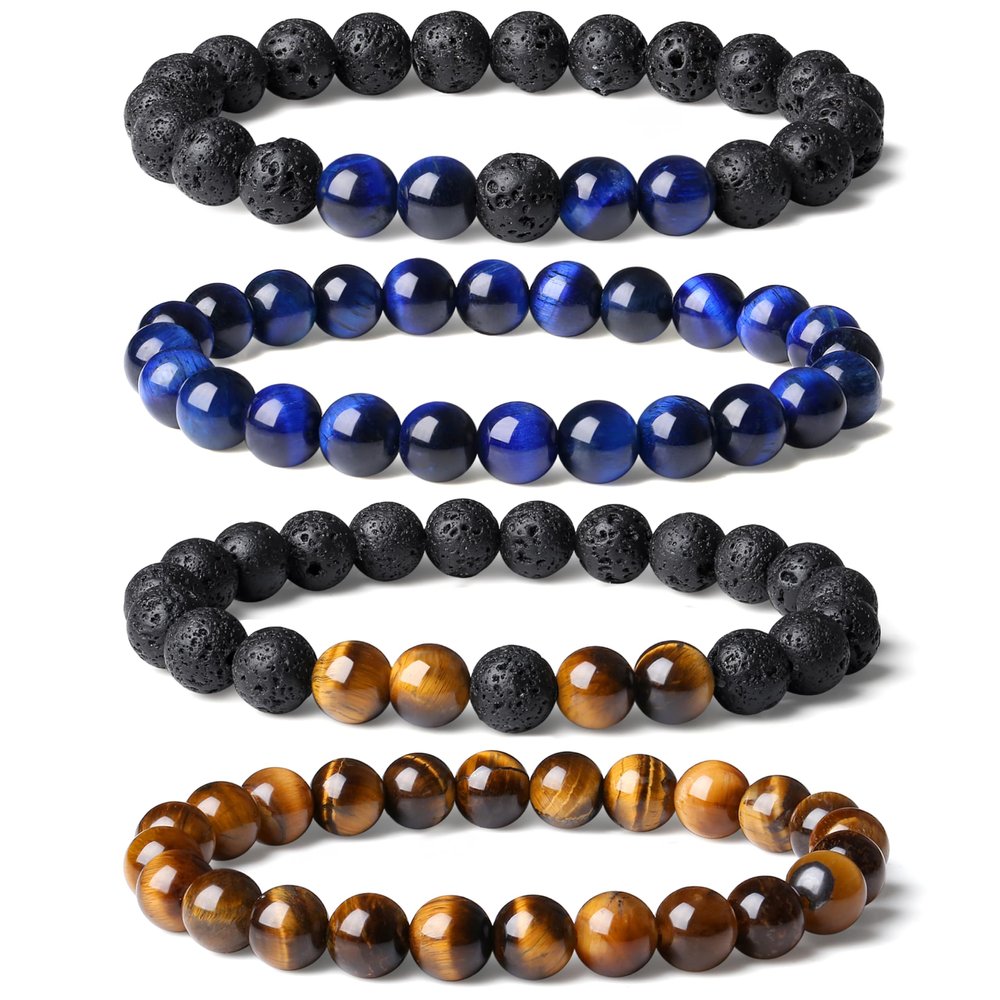 XIANNVXI Blue Crystal Bead Bracelet for Mens
