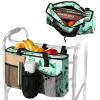 Rhino Valley Walker Bag, Large Capacity Walker Accessories Storage Bag with Multi Pockets & Cup Holder, Walker Basket with 4 pockets for Universal Walkers for Seniors, Green Lily view 1