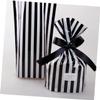 DEARMAMY 100Pcs Black and White Stripe Candy Treat Bags Plastic Goodie Bags for Cookie Pastry Packaging Party Favor Dessert Wrapping view 4