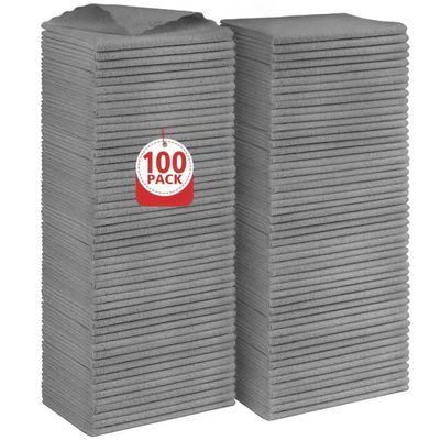 Orighty Microfiber Cleaning Cloth, 100 Pack Microfiber Towels for Cars, Multi-Purpose Shop Towels Cleaning Rags Bulk for Car, Home, Kitchen, 11.5 x 11.5, Grey