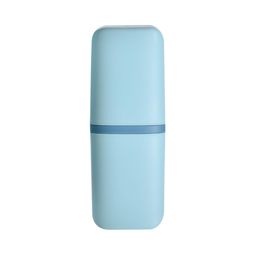UUYYEO Hard Plastic Toothbrush Case Travel Tooth Brush Cup Cover with Holder Portable Camping Toothbrush and Toothpaste Holder with Cup Tooth Brush Storage Box Business Trip Mouthwash Cup Blue